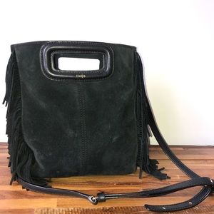 Maje suede fringe satchel bag